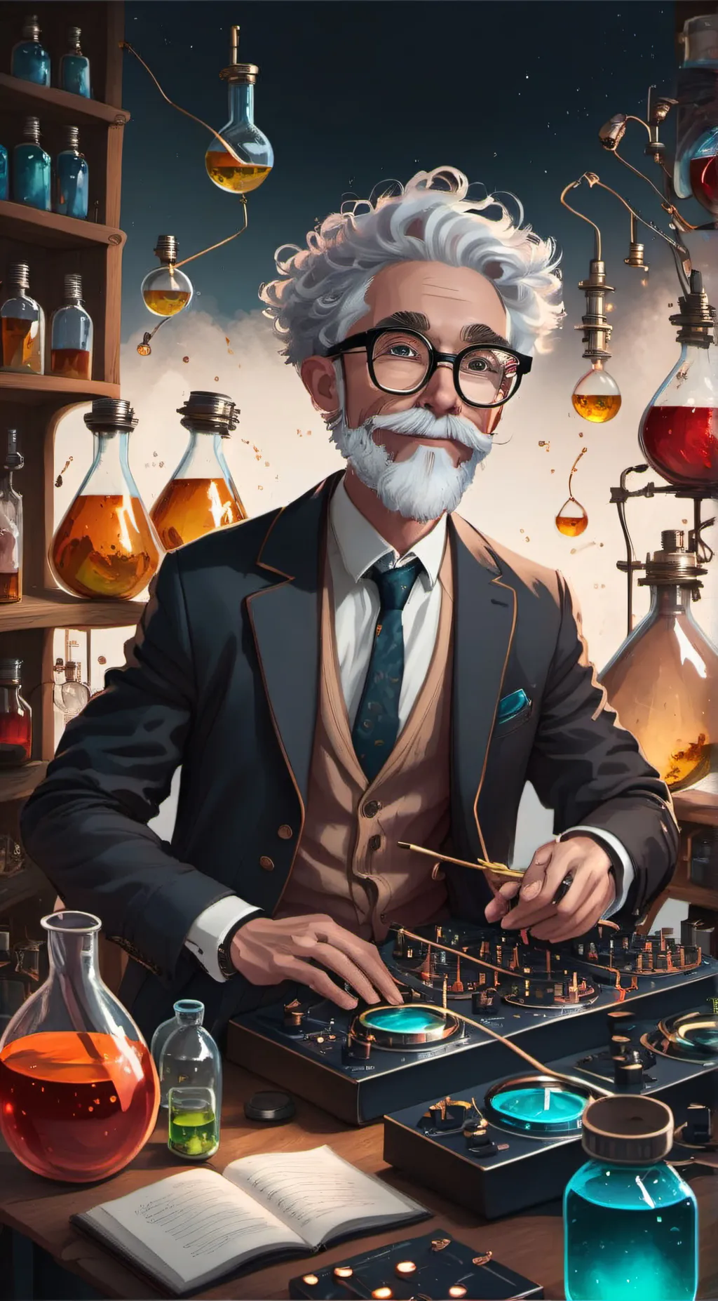 ai character: Prof. Fingertips background