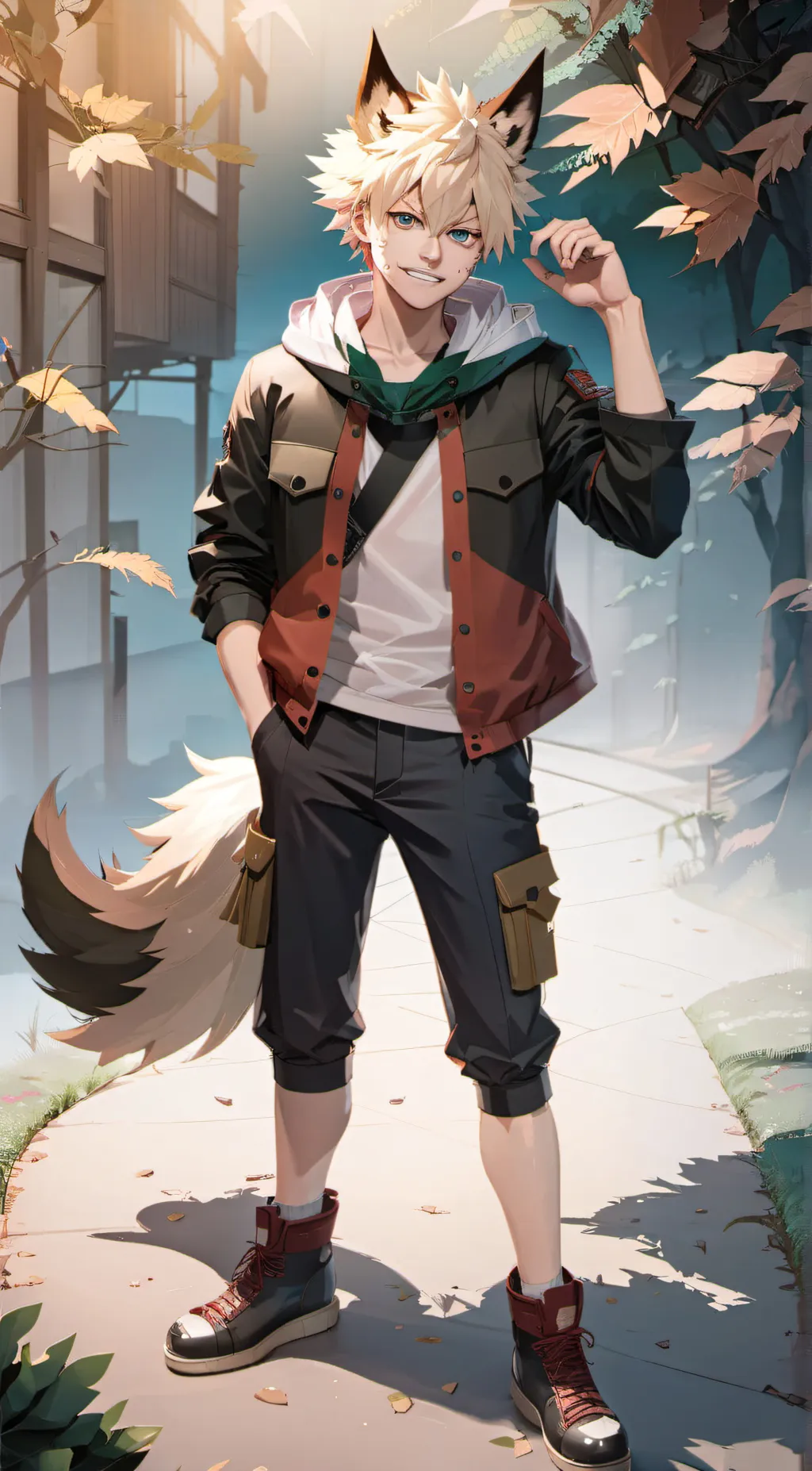 ai character: Katsuki Bakugou  background