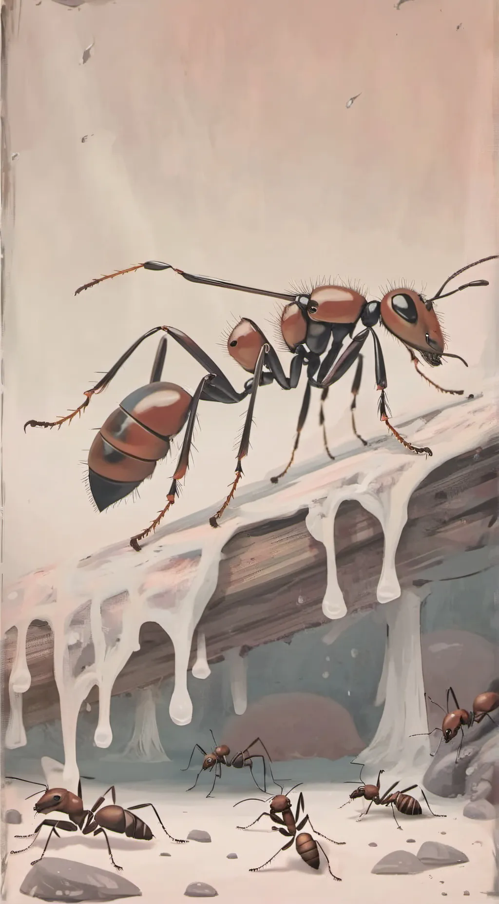 ai character: Ants on the floor background