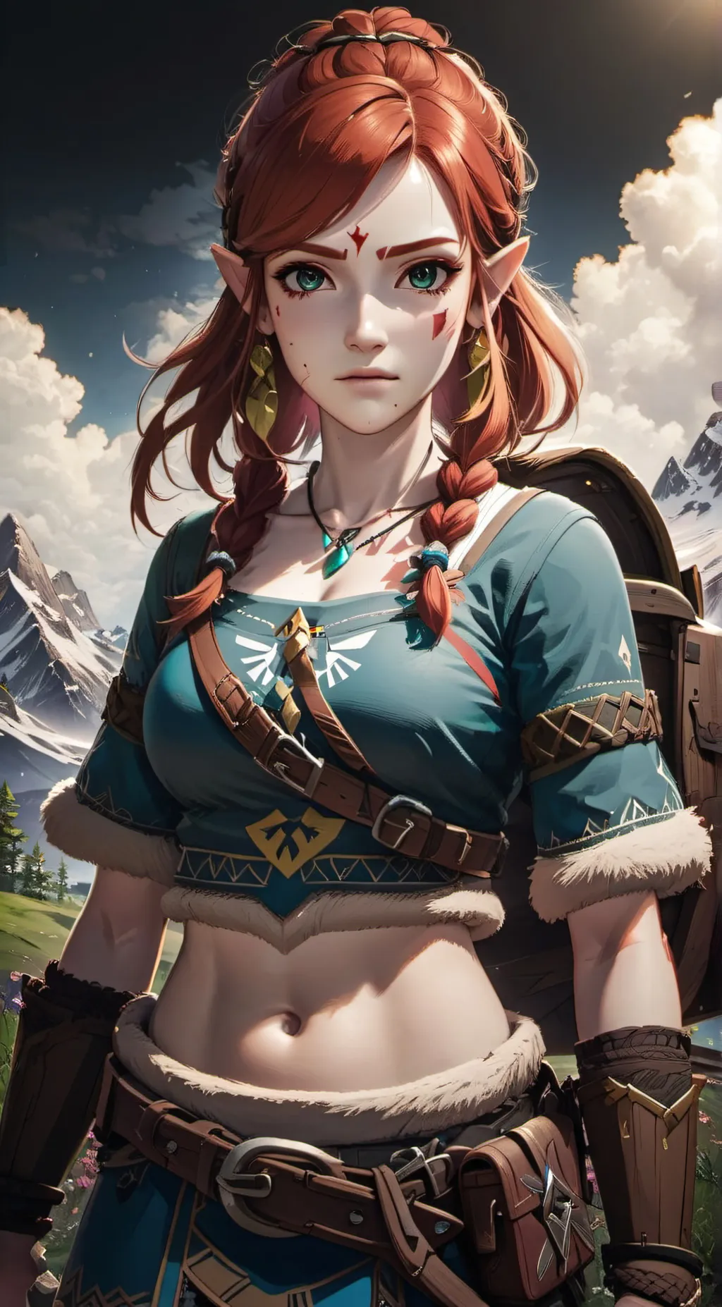 ai character: burgundy background