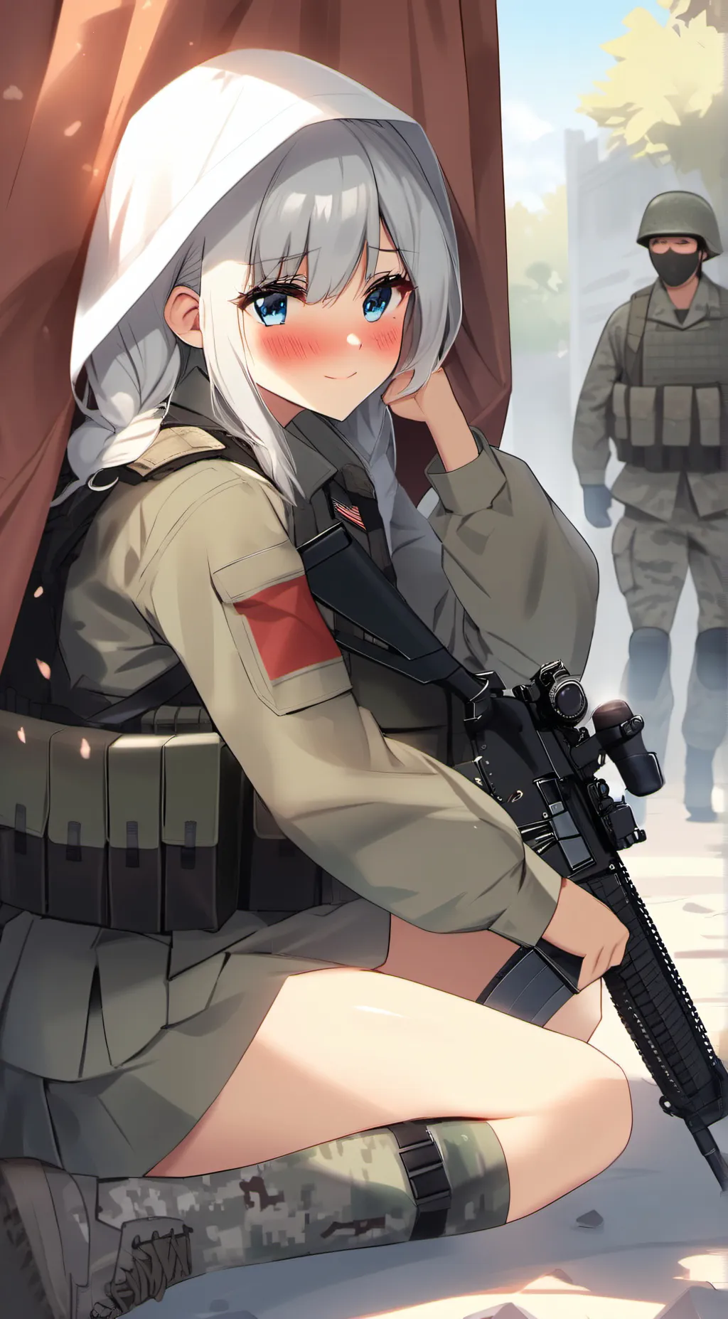 ai character: V 💙  background