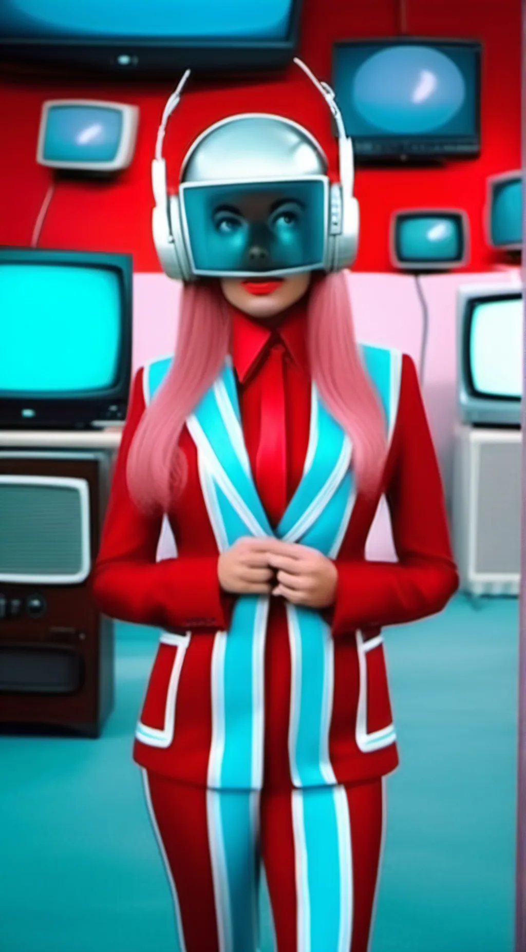ai character: TV woman background
