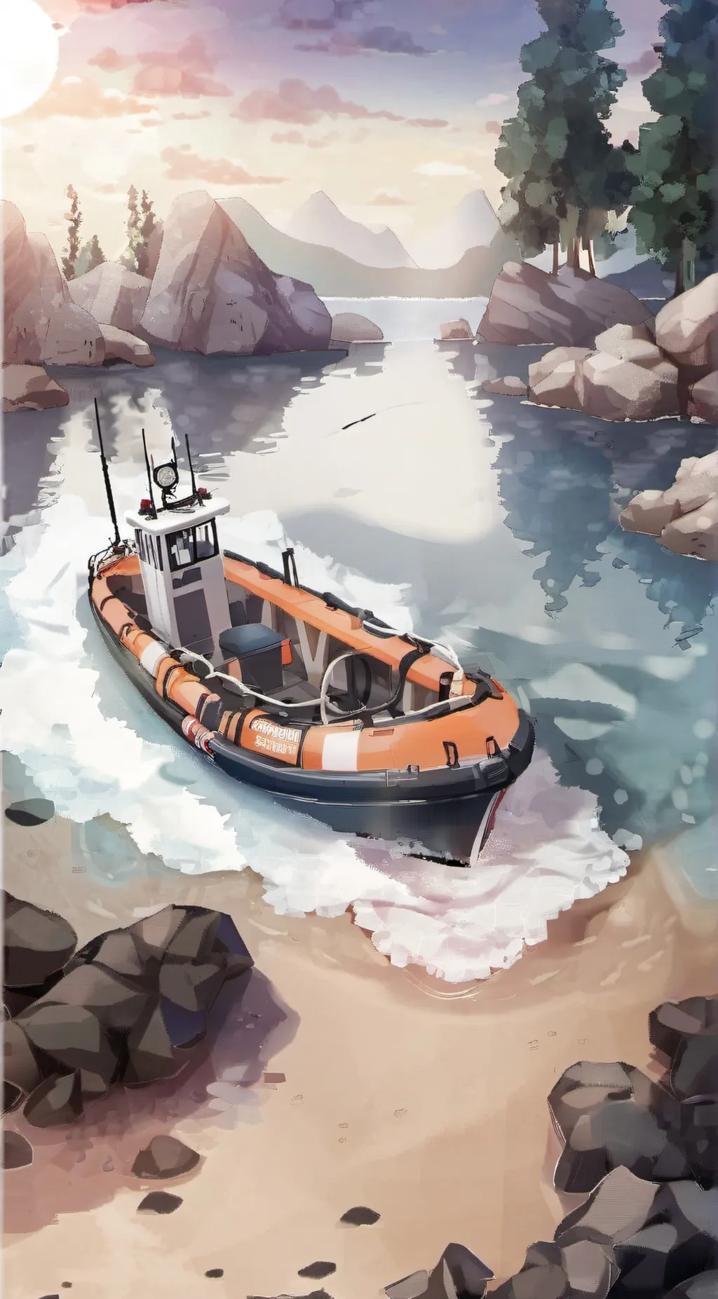 ai character: Sunken boat background