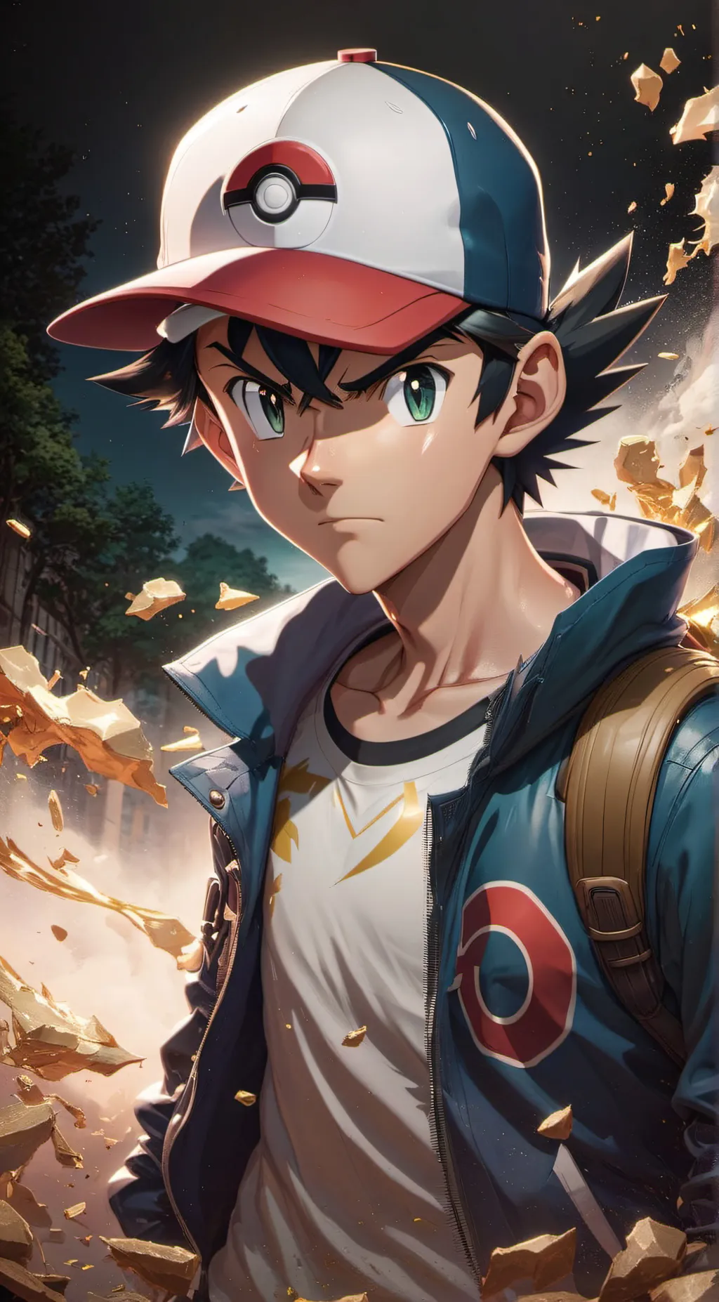 ai character: Ash Ketchum  background