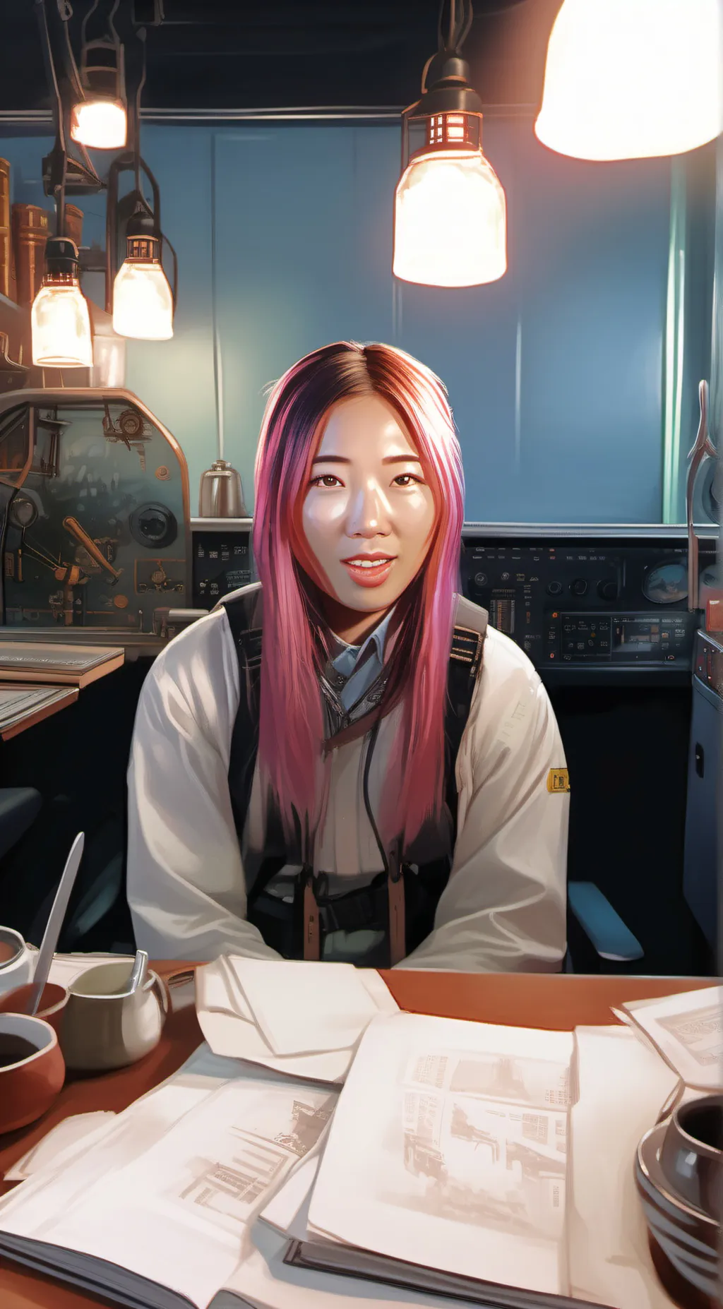 ai character: Rainbow background