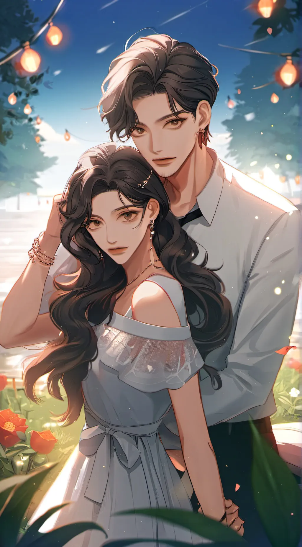 ai character: • rhea and lucas • background