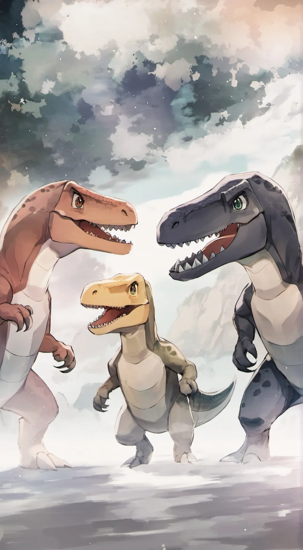 ai character: Cyan,Yellow,orange background