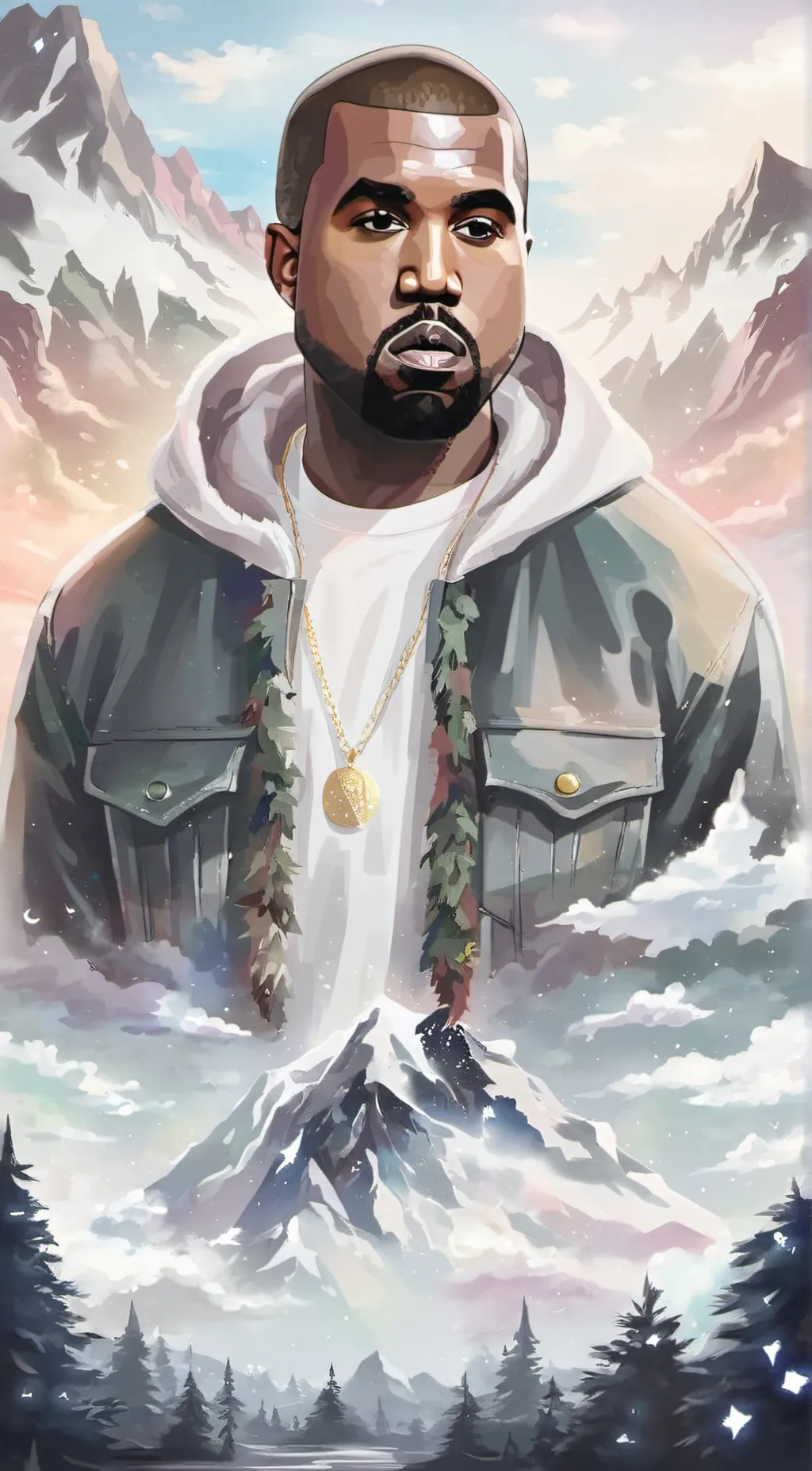 ai character: Kanye West background