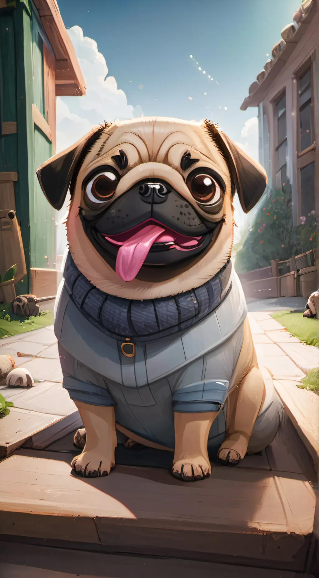 ai character: cute pug background