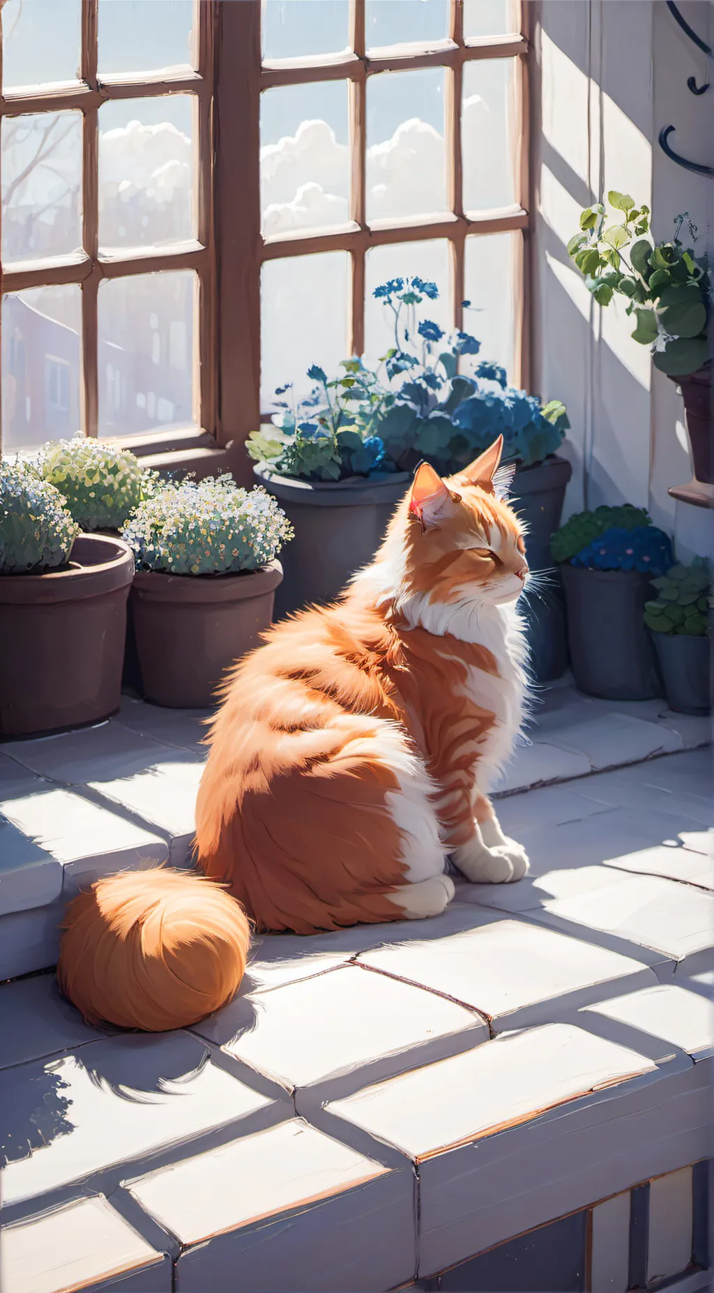 ai character: ginger cat.  background