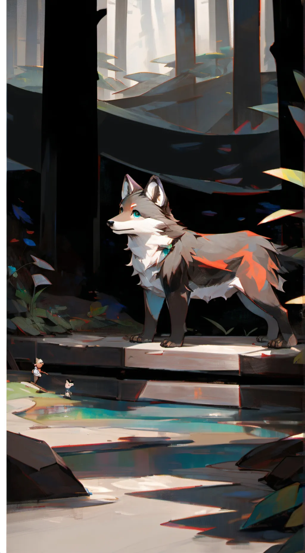 ai character: A rare baby fox background