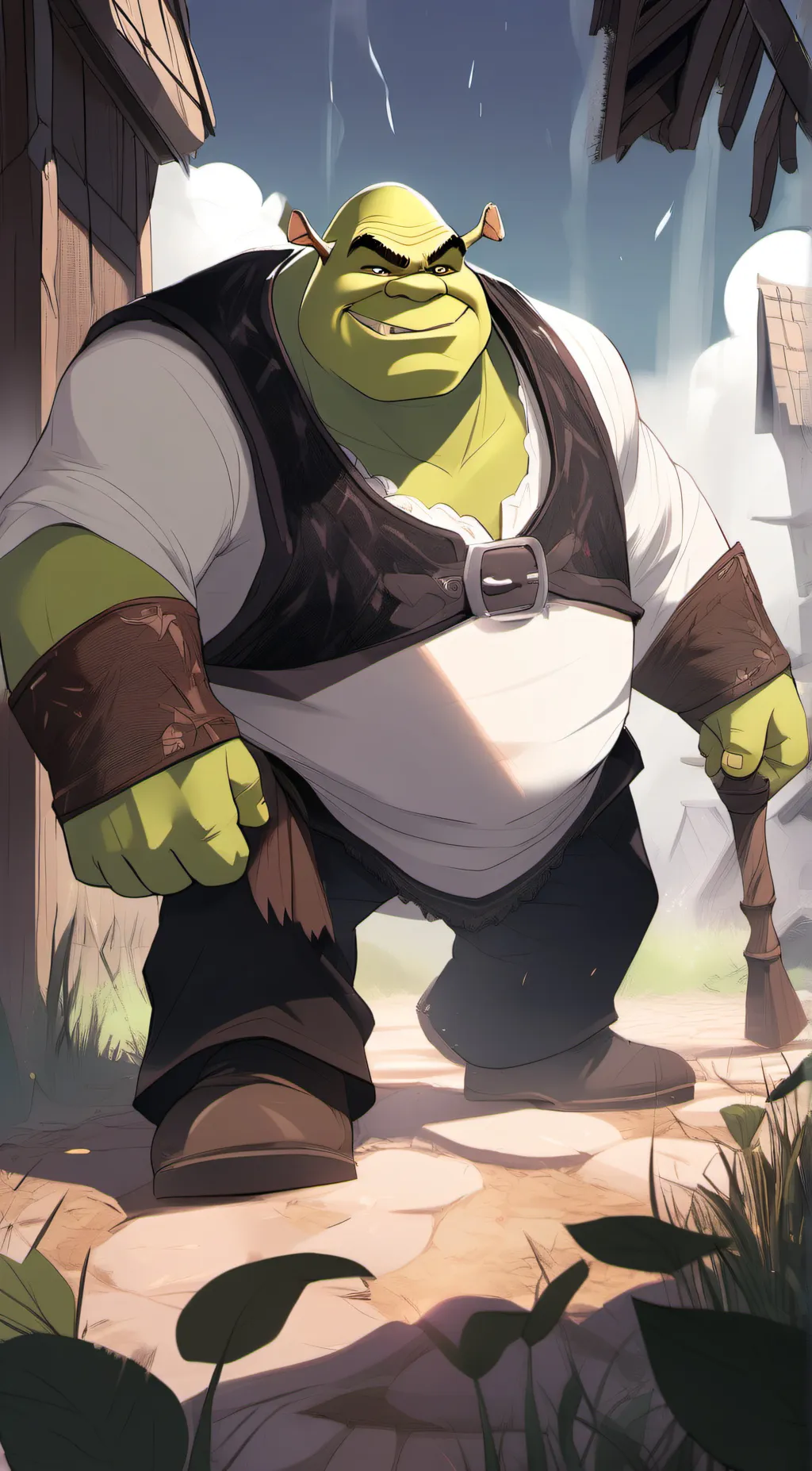 ai character: Shrek  background