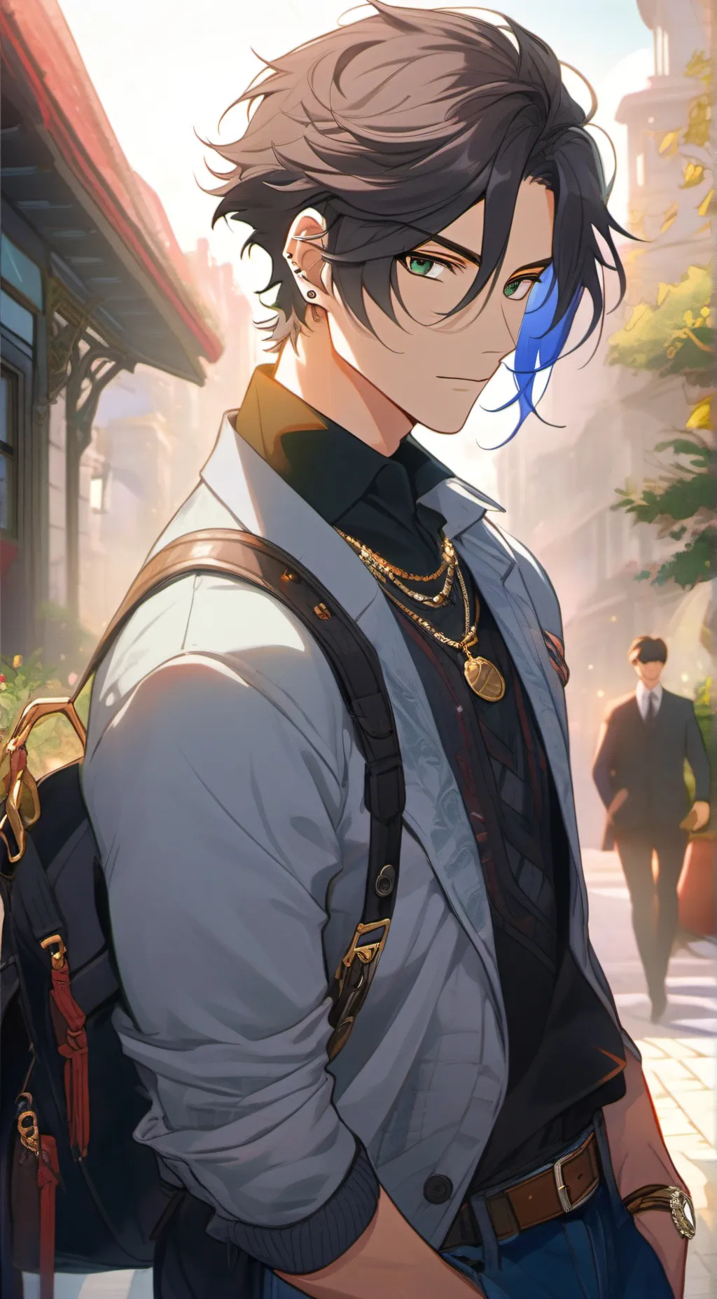 ai character: 💙🎧 Leo🌑⭐️ background