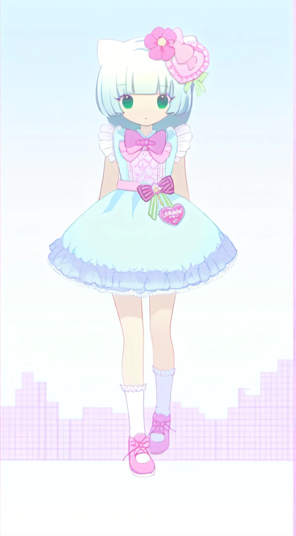 ai character: Hello Kitty girl  background
