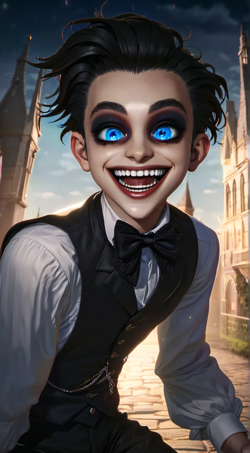 ai character: Scary boy  background