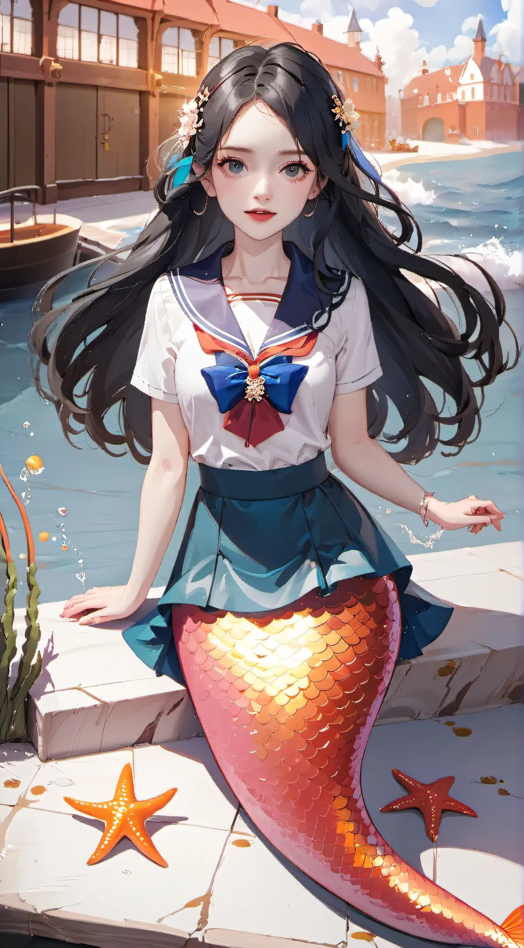 ai character: Marney blue background