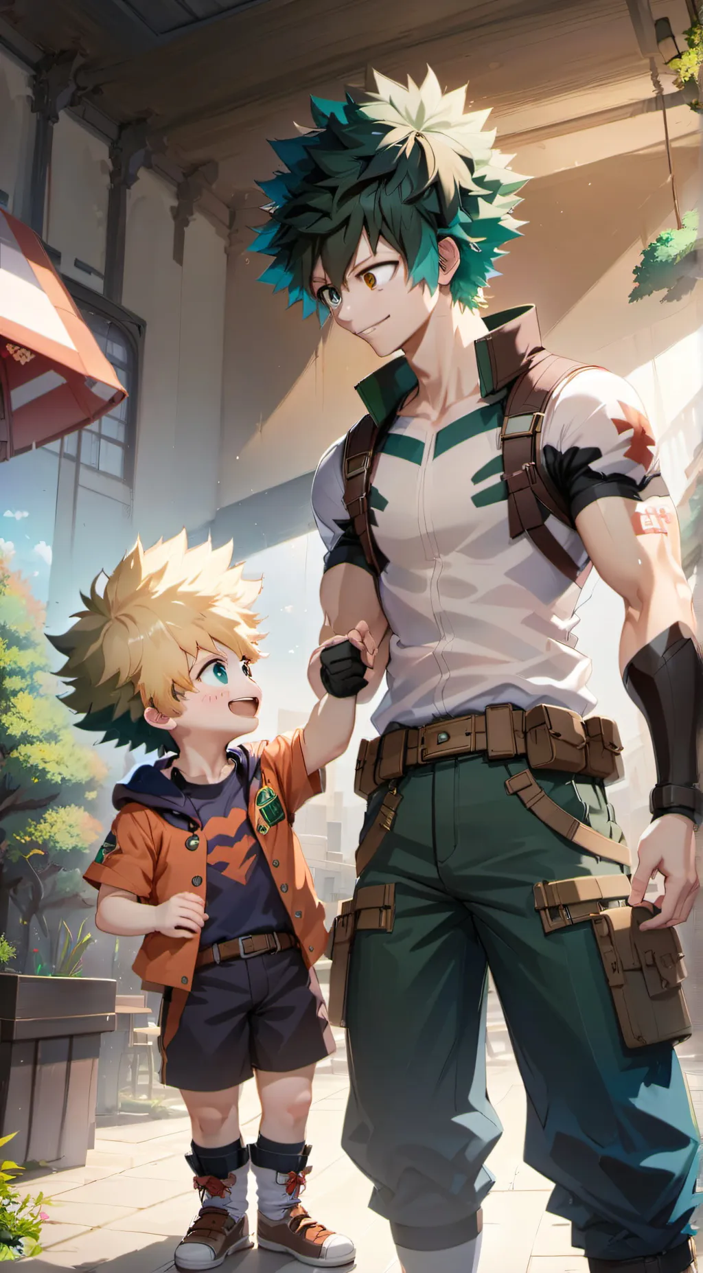 ai character: Bakugo and Deku  background