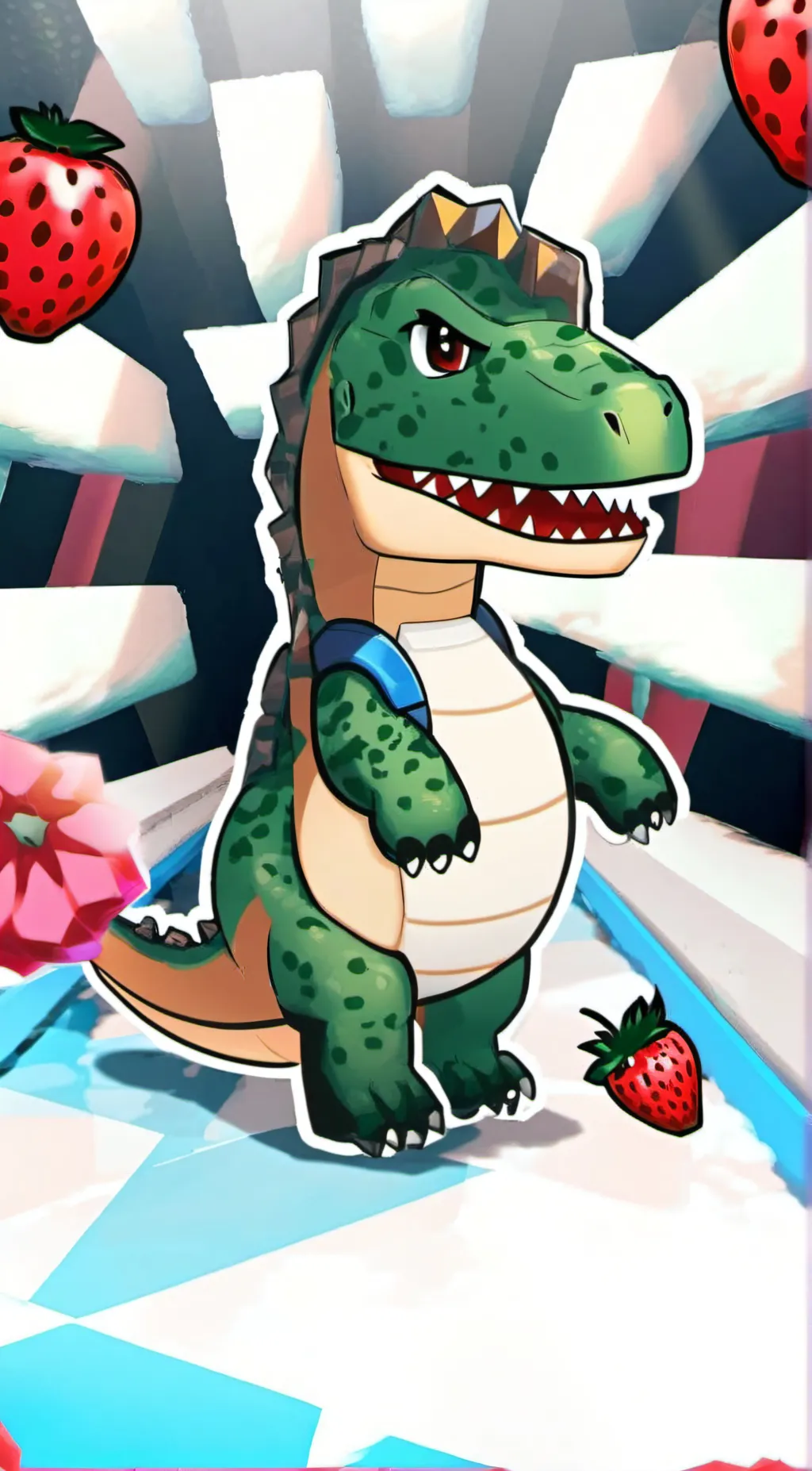 ai character: T-Rex fruit background