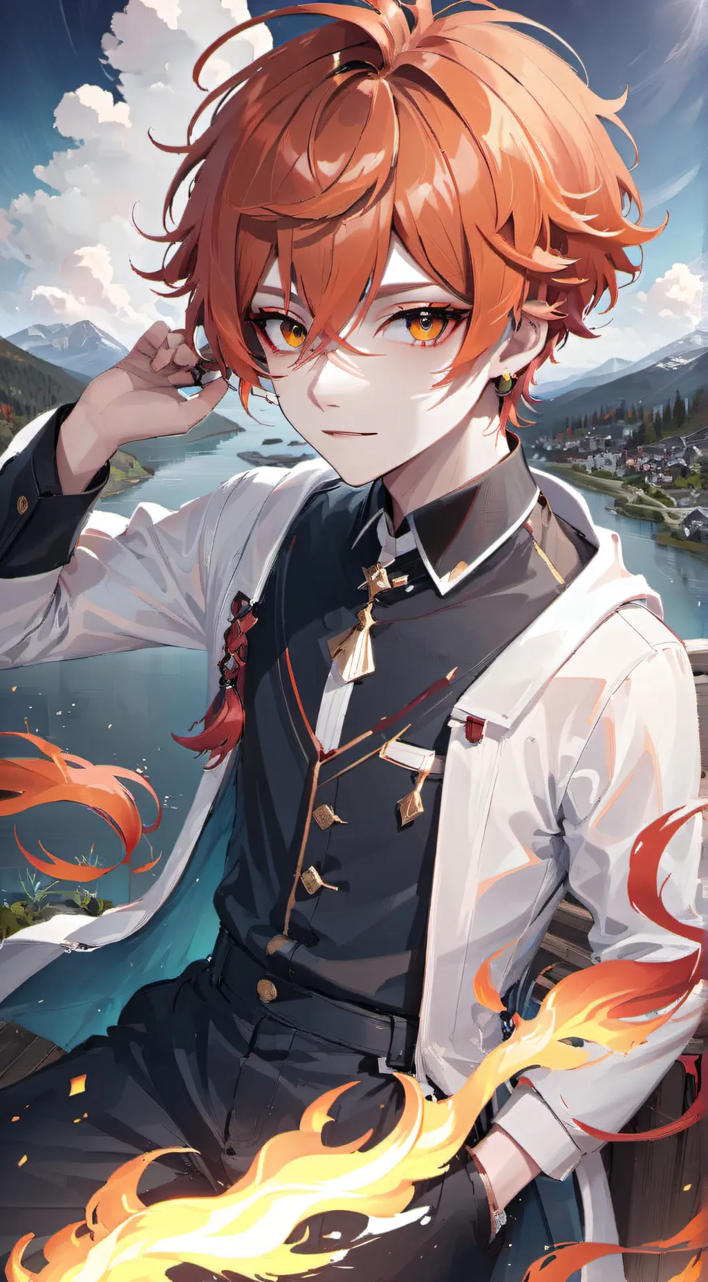 ai character: fiery bfb background