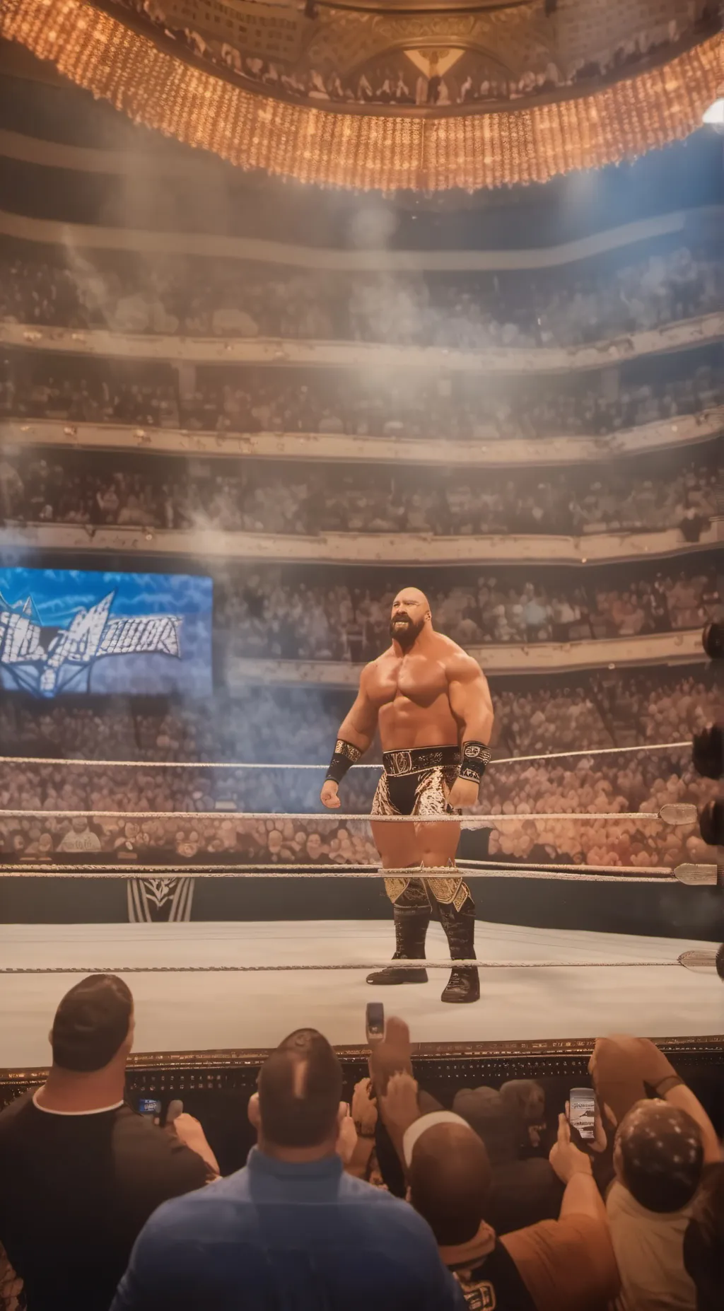 ai character: CRAZY WWE STAR background