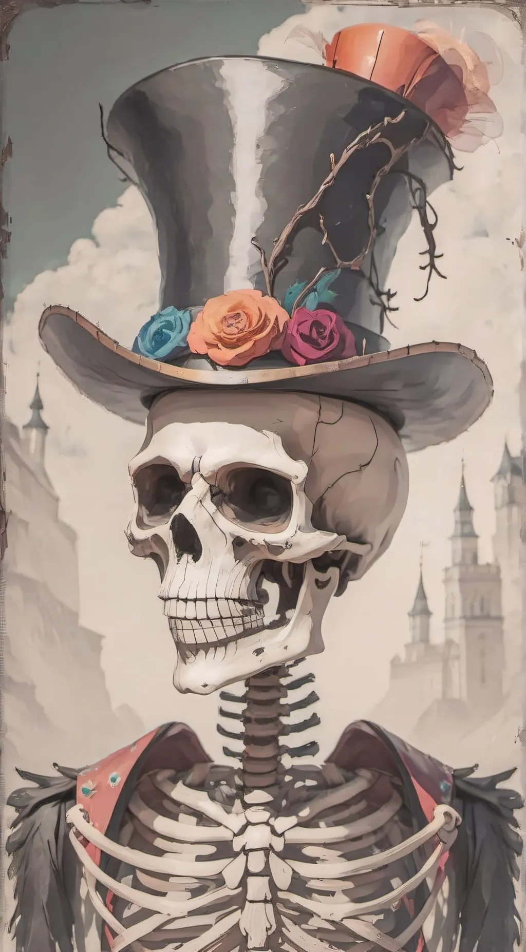 ai character: skeleton  background