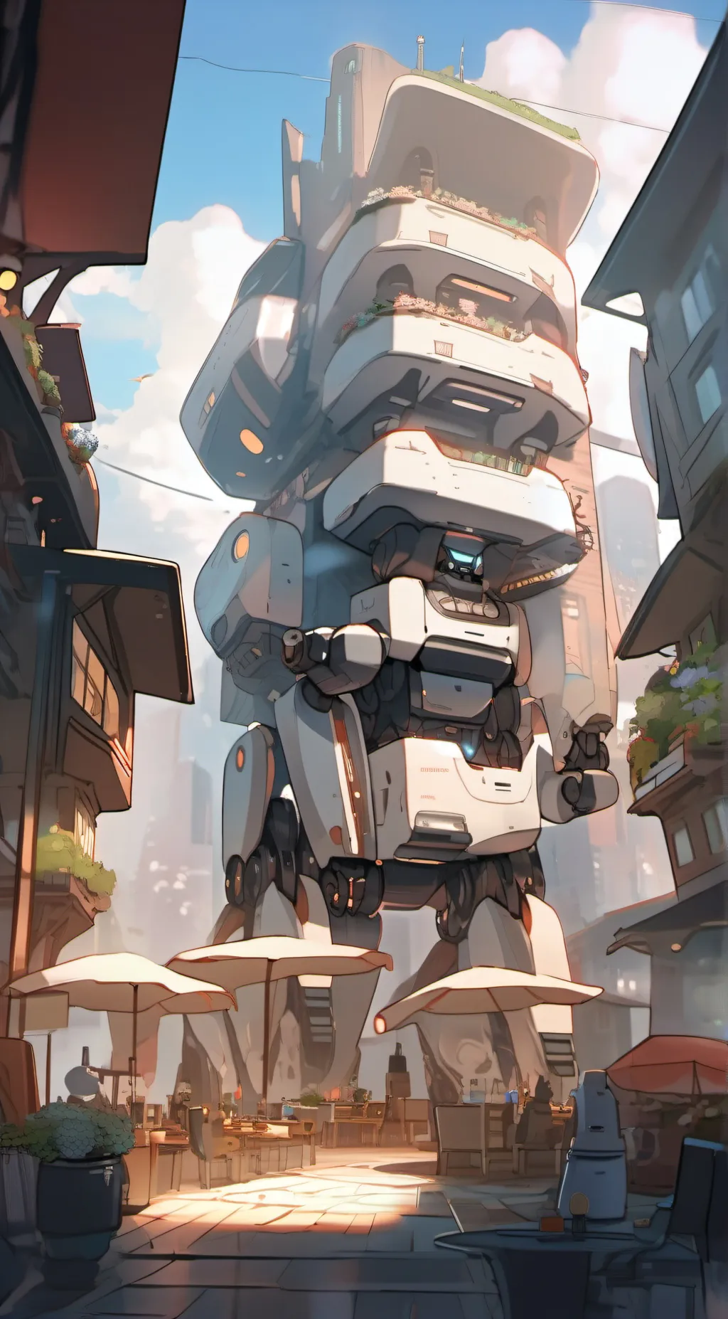 ai character: Robot city background