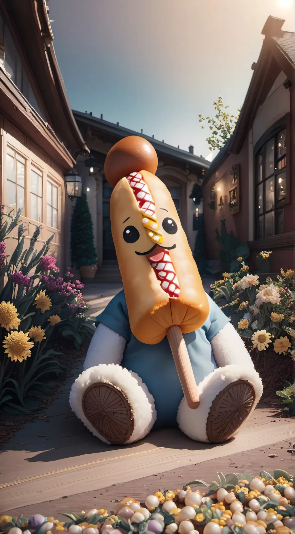 ai character: corndog background