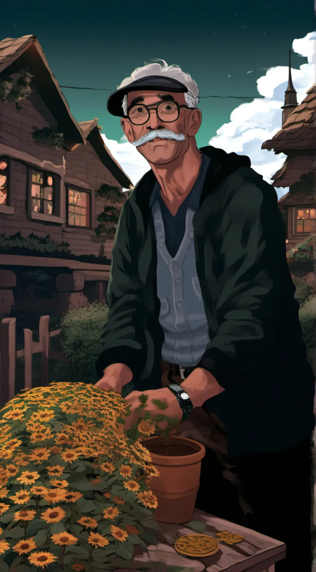 ai character: grandpa  background