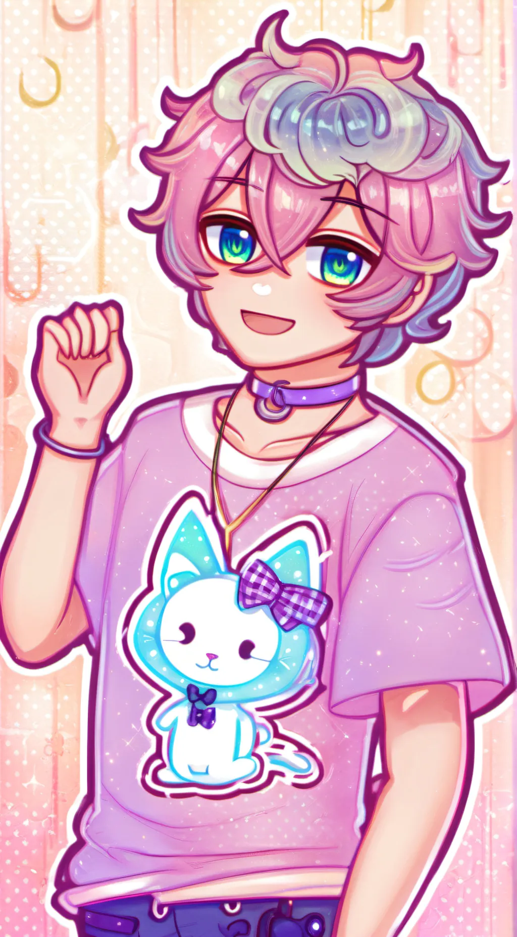 ai character: *.~Pato pastel~.* background