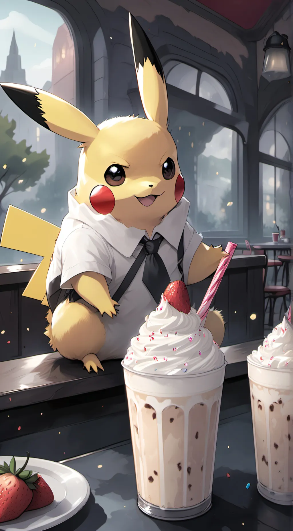 ai character: Priella Pikachu  background