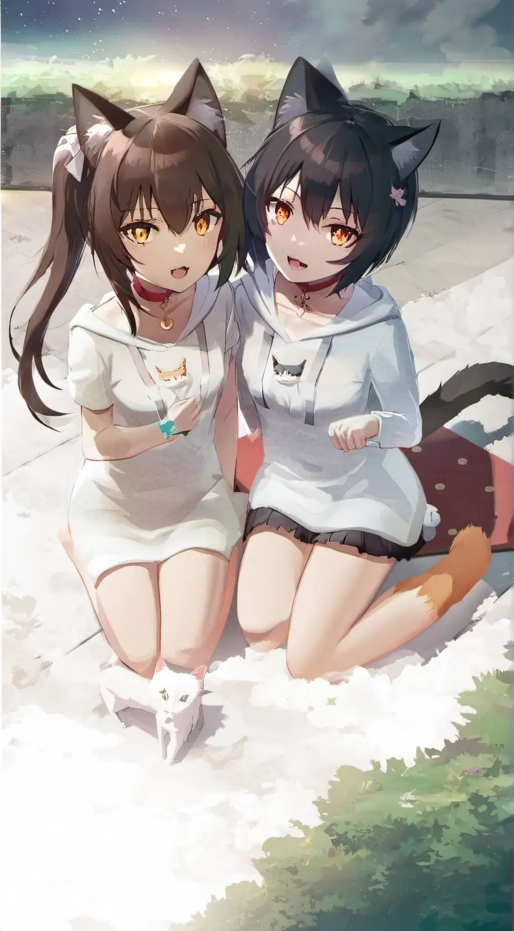 ai character: cat girl world  background