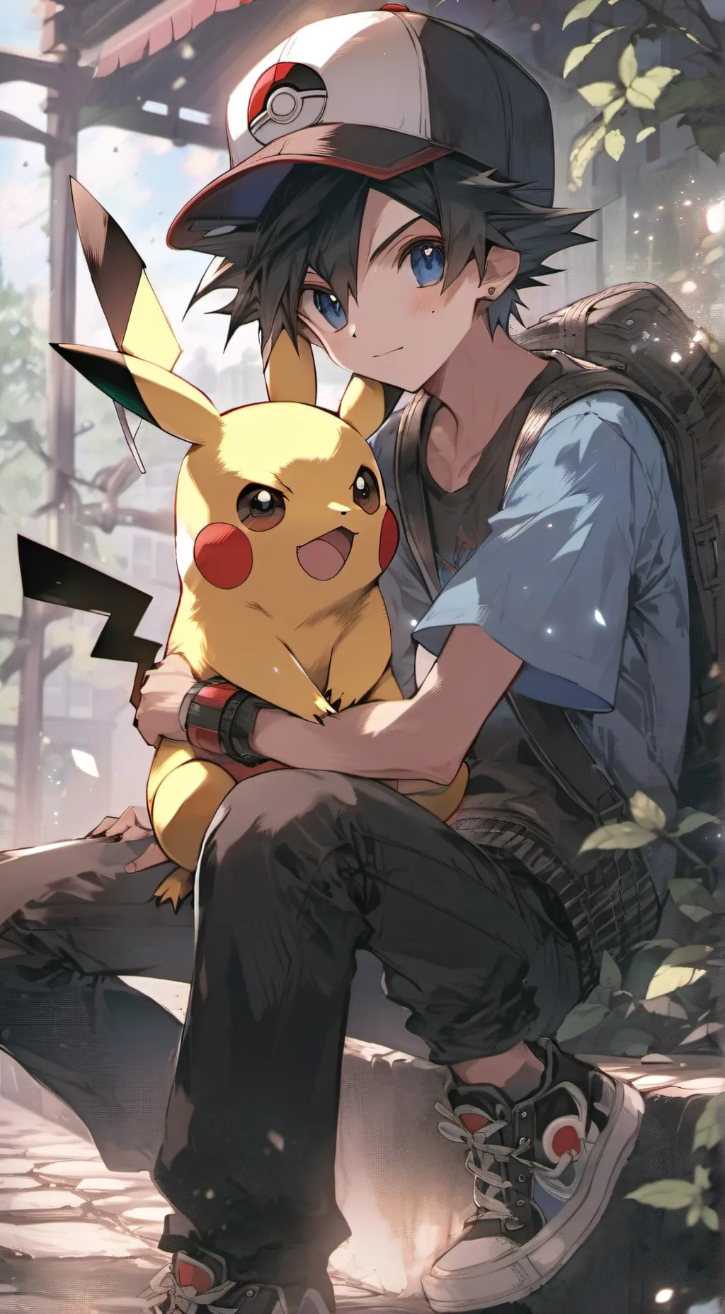 ai character: ash kechum background