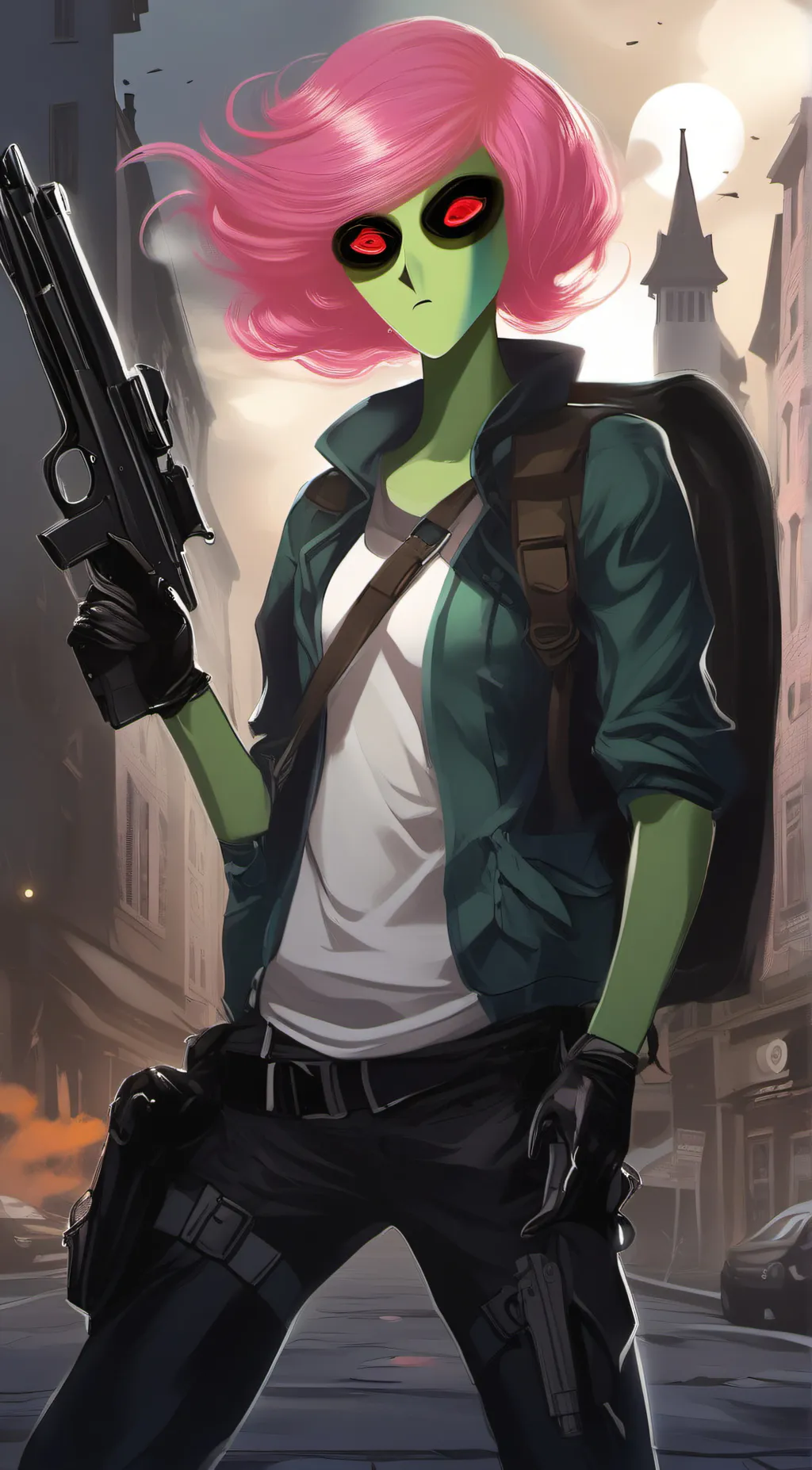 ai character: Alien grill background