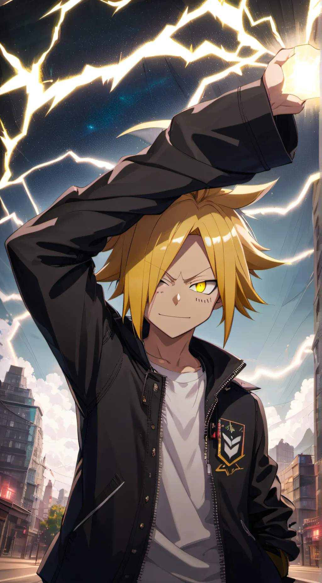 ai character: Denki Kaminari background