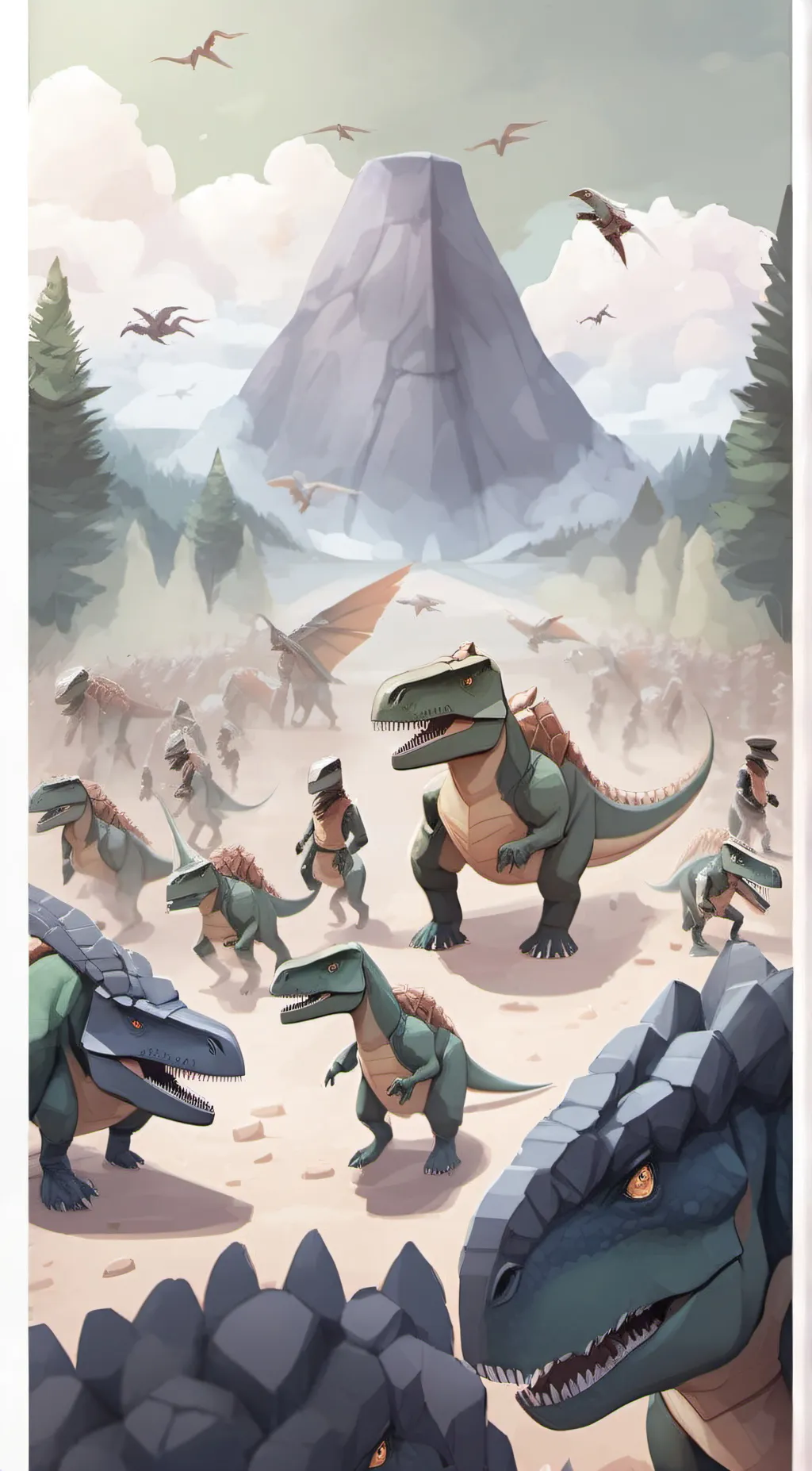 ai character: Dinosaurs vs furry background