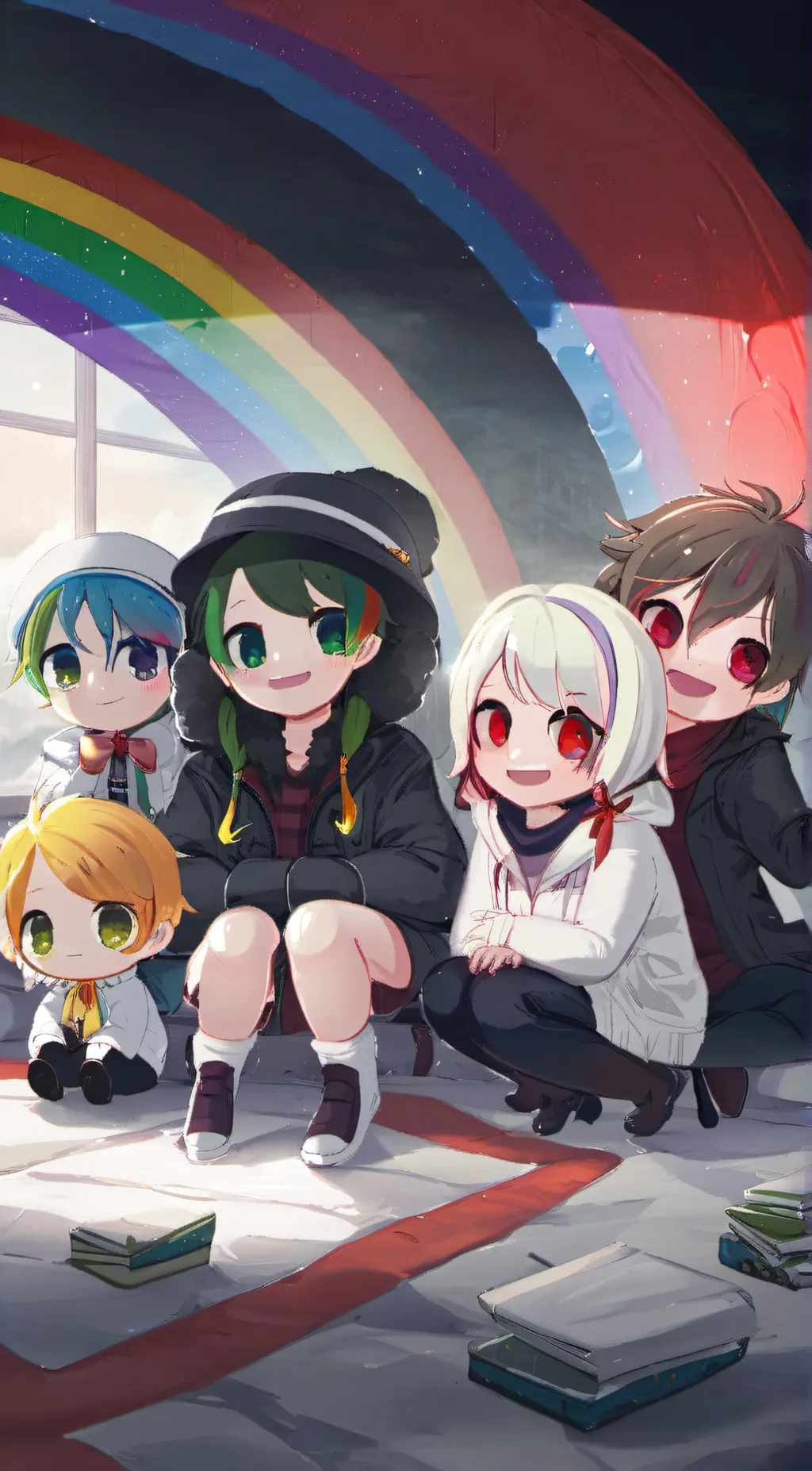 ai character: Rainbow friends background