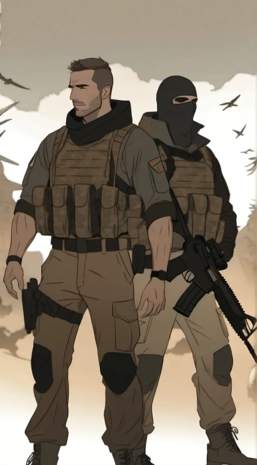 ai character: Soap and ghost  background