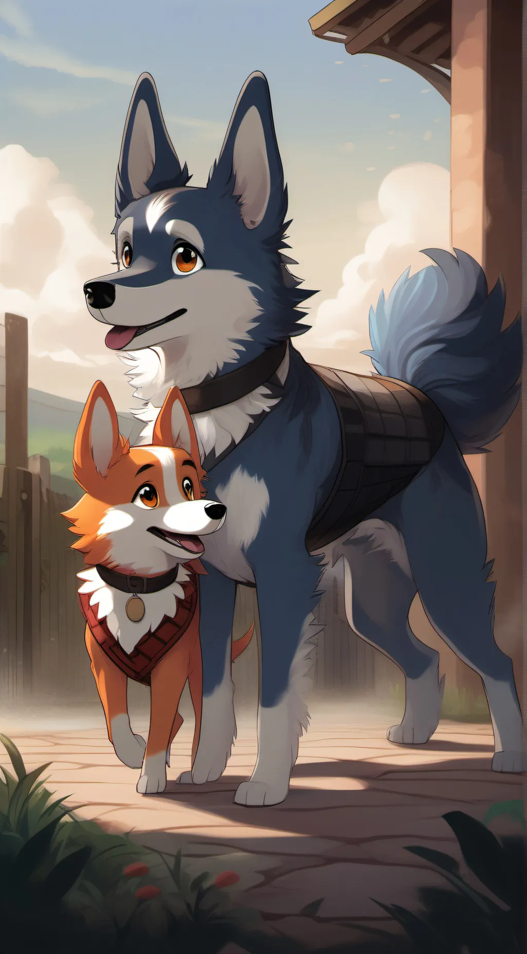 ai character: Bluey and Bingo background