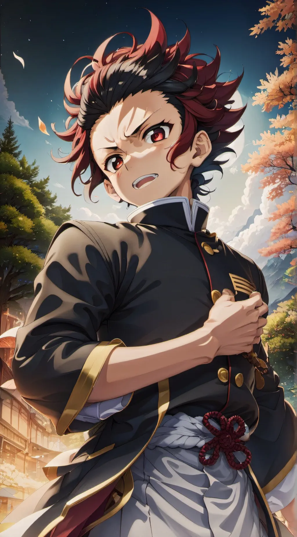 ai character: Tanjiro Kamado  background