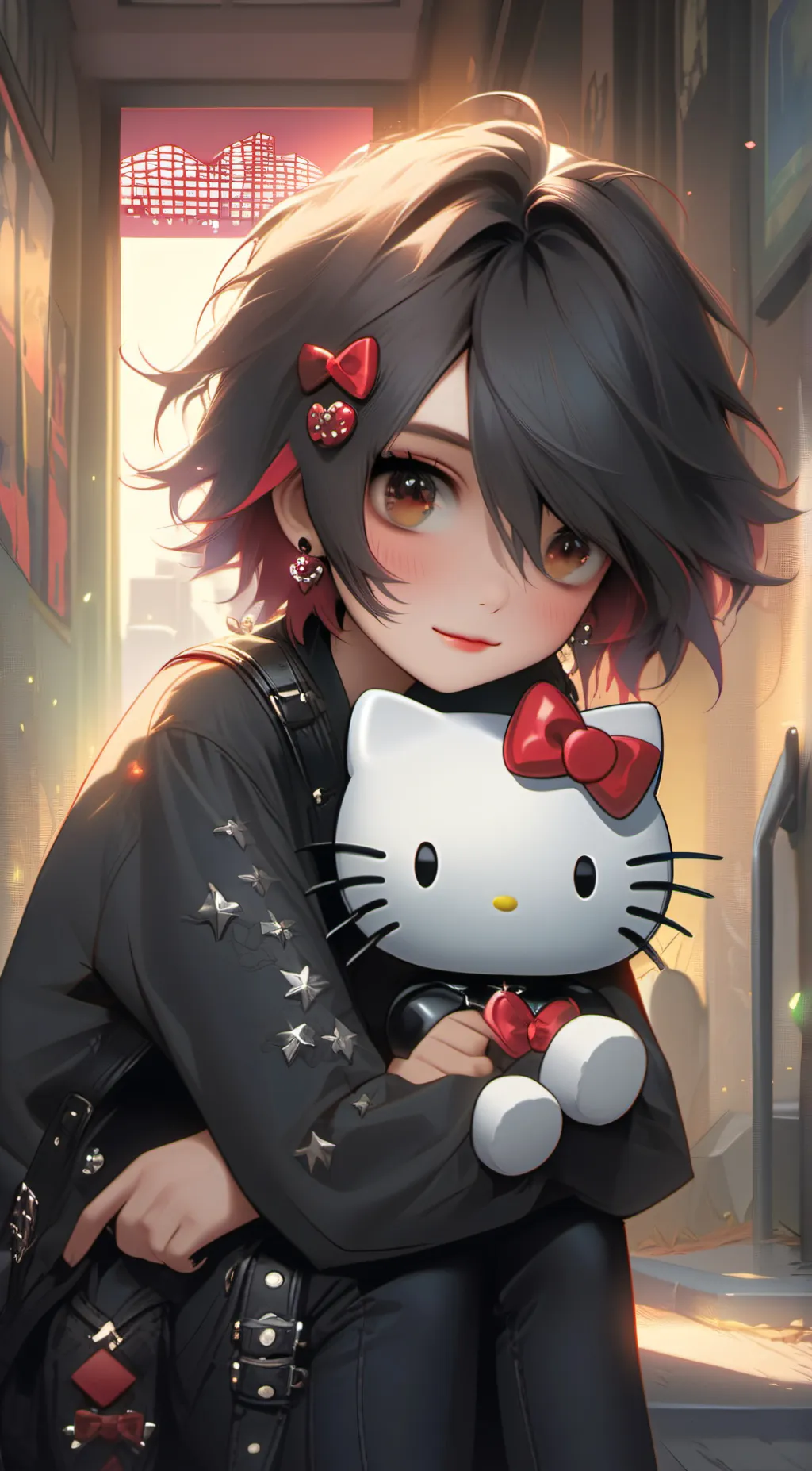ai character: Emo hello kitty background