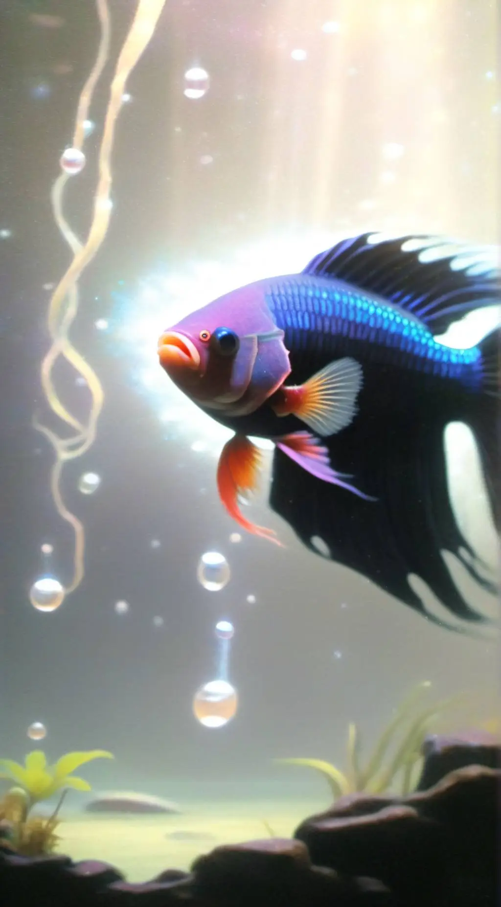 ai character: cute Betta fish  background