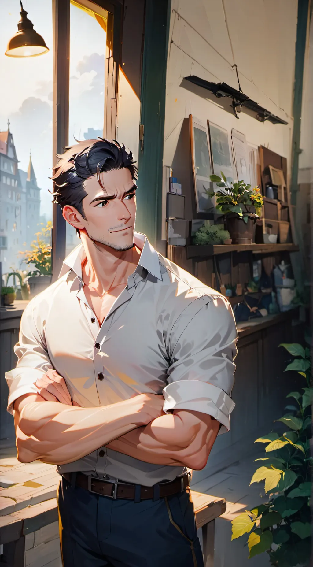 ai character: Dad 2 werid strict background