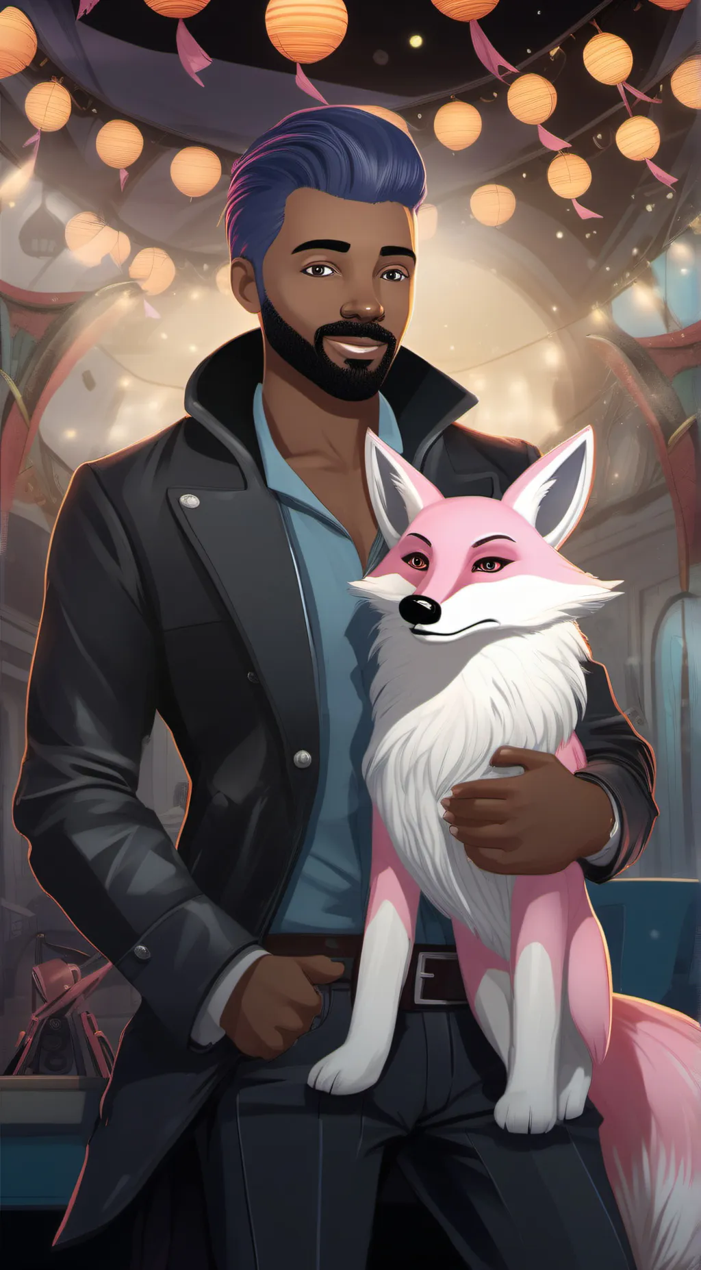 ai character: Jax and me pinkfox background