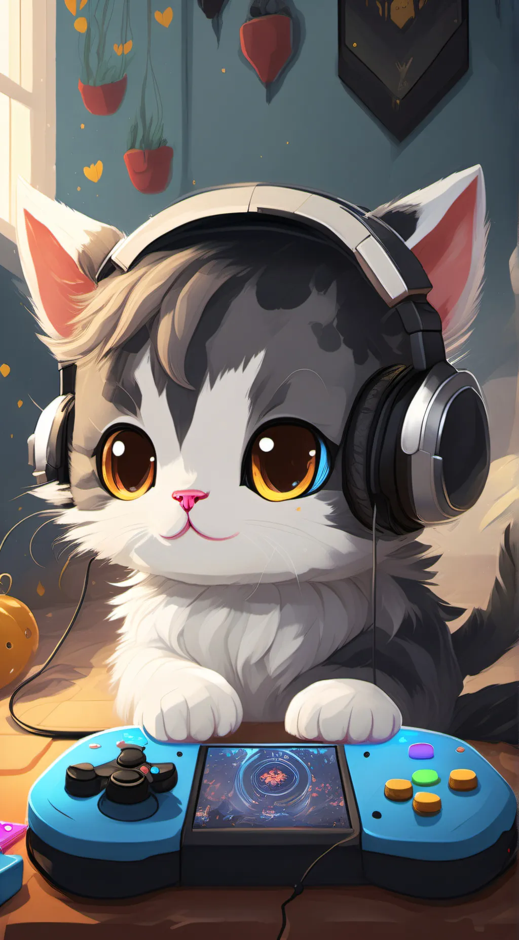 ai character: gamer kitten background