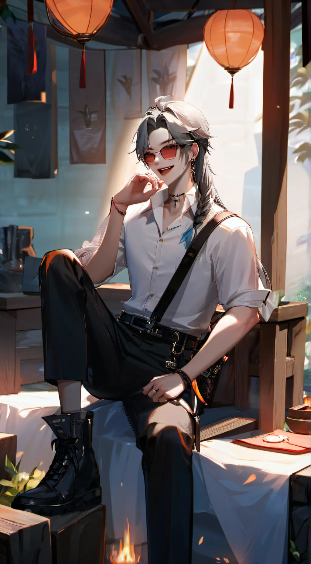 ai character: 🤍🖤Ëṟîç🖤🤍 background