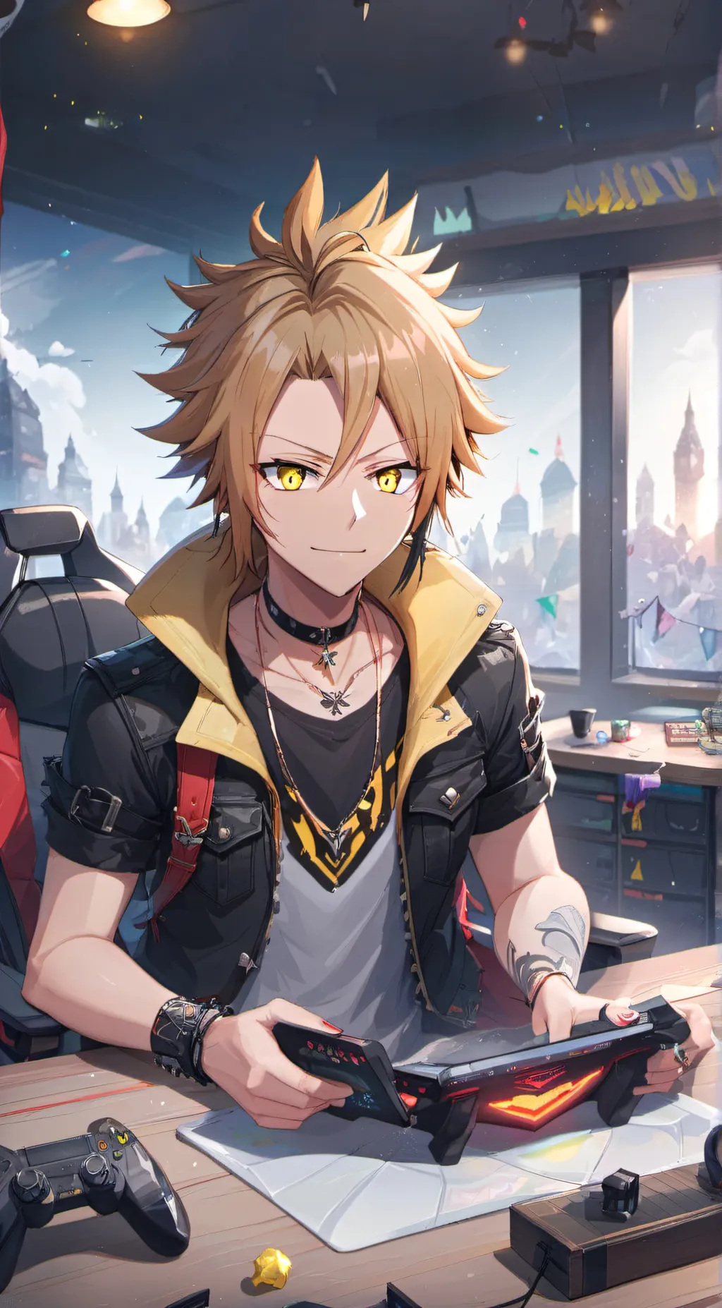 ai character: Denki Kaminari  background