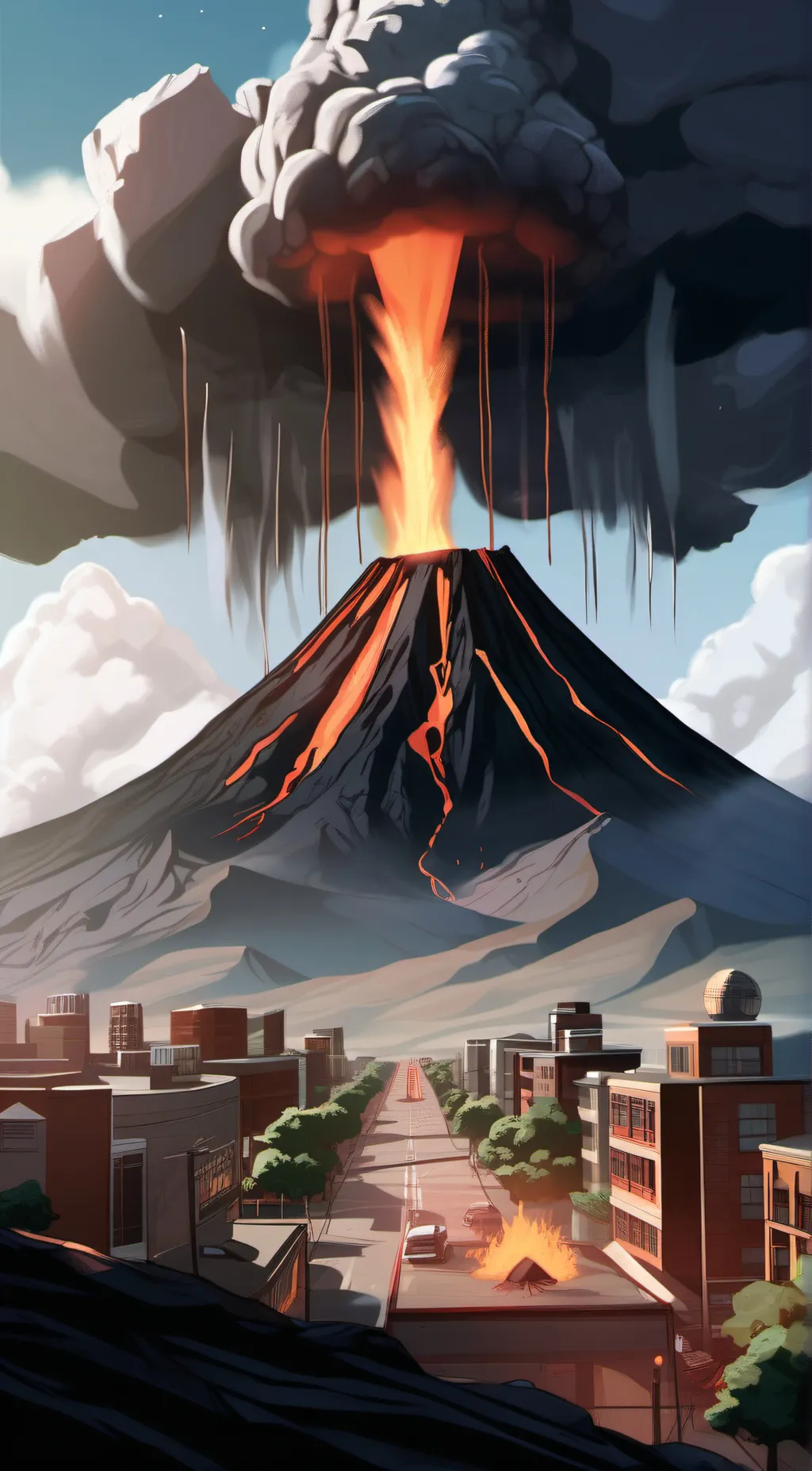 ai character: Volcano background