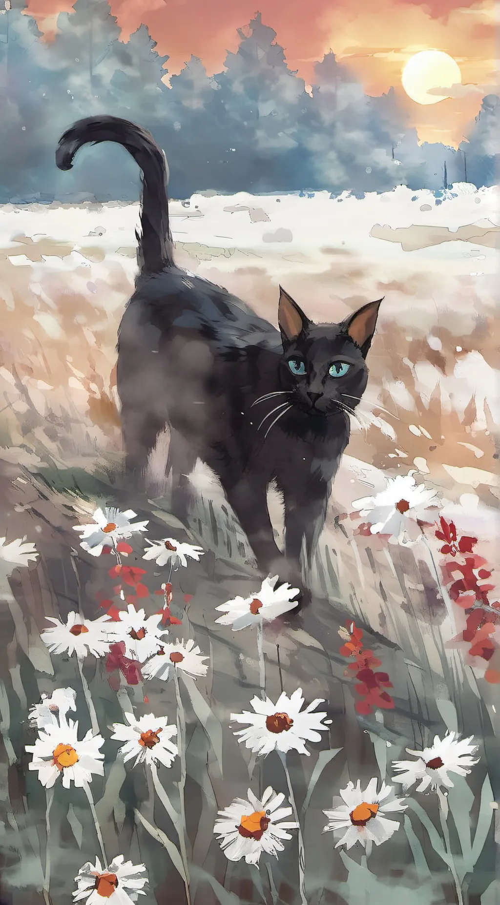 ai character: black cat background