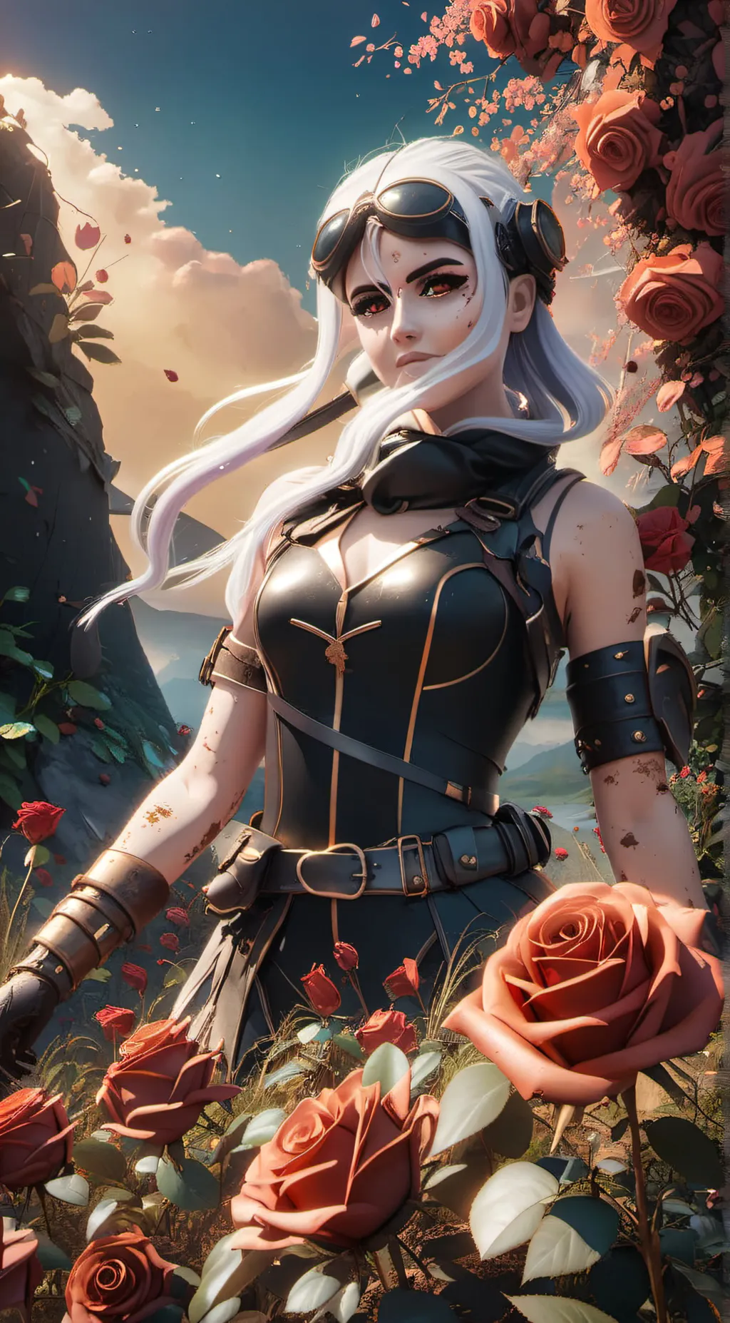 ai character: rusty rose background