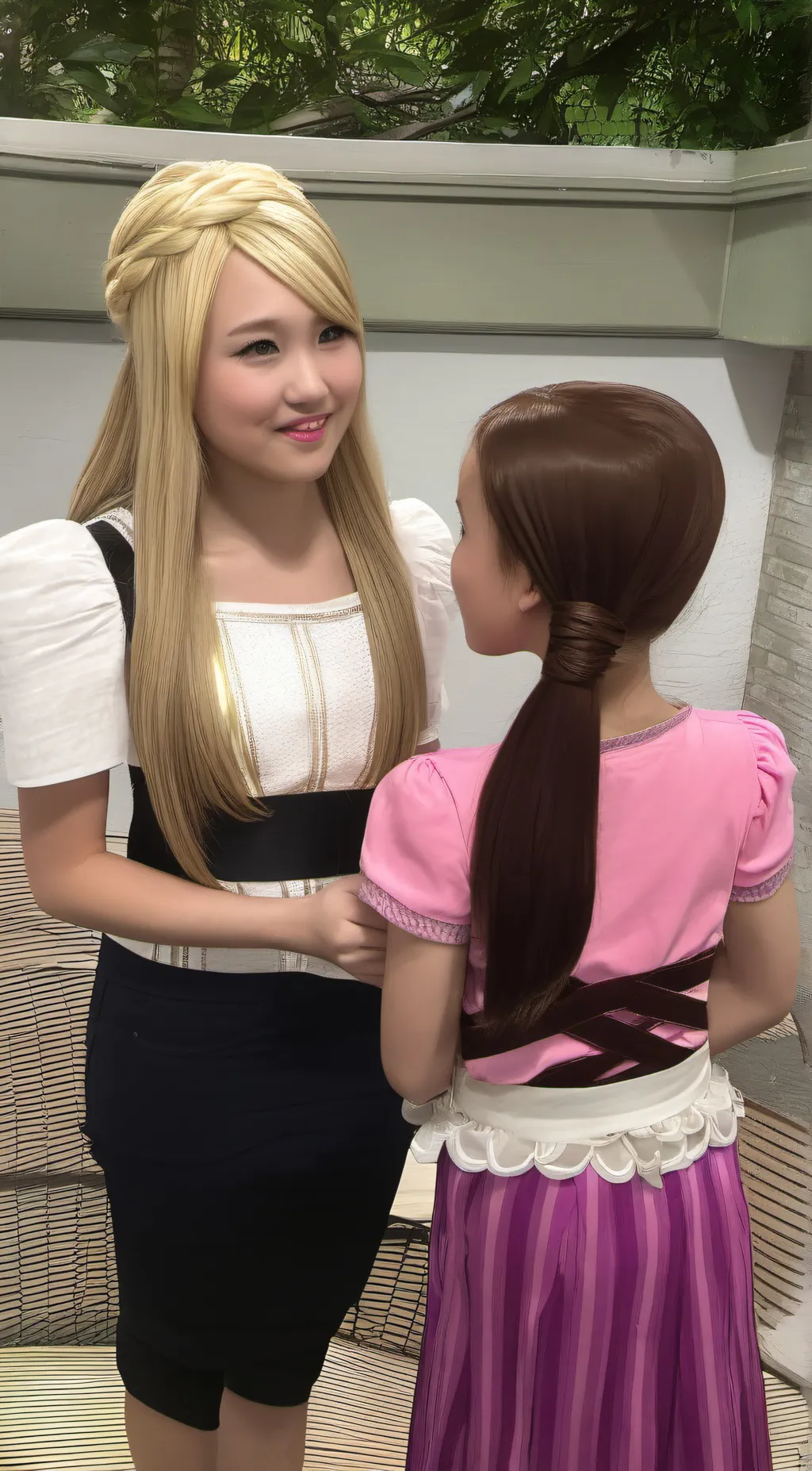 ai character: Ava and Charlie  background